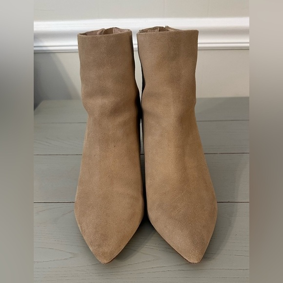 Steve Madden Sz 8 Women's Leather Suede Tan Ankle Boots Pointed Toe Booties - Picture 3 of 10